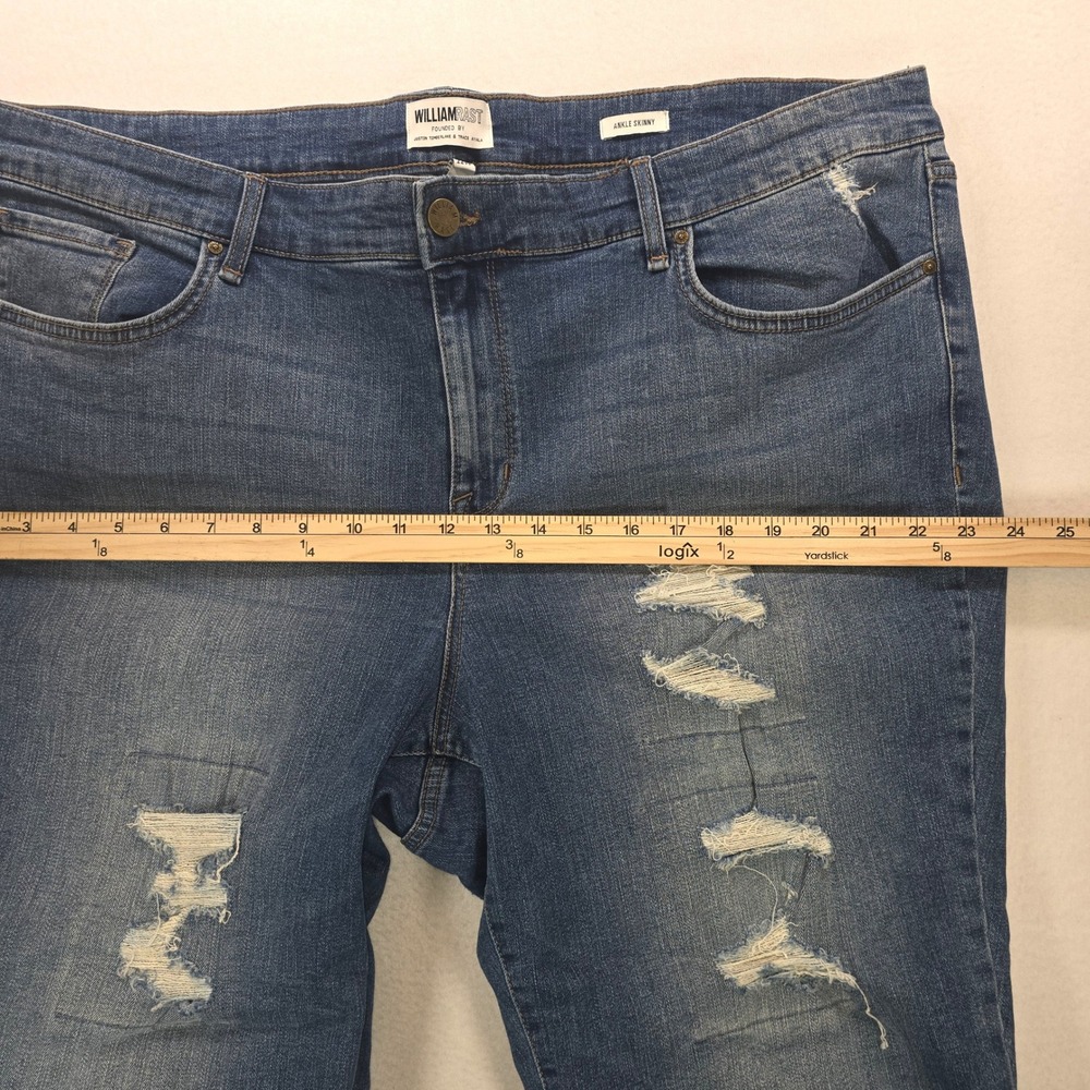 William Rast Women 22W Ankle Skinny Jeans Distressed Medium Wash Denim Plus Size - Picture 5 of 11